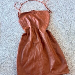 Elegant mini faux leather Dress